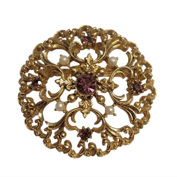 JJ Jonette Jewelry - Vintage JJ Jonette Medallion Brooch